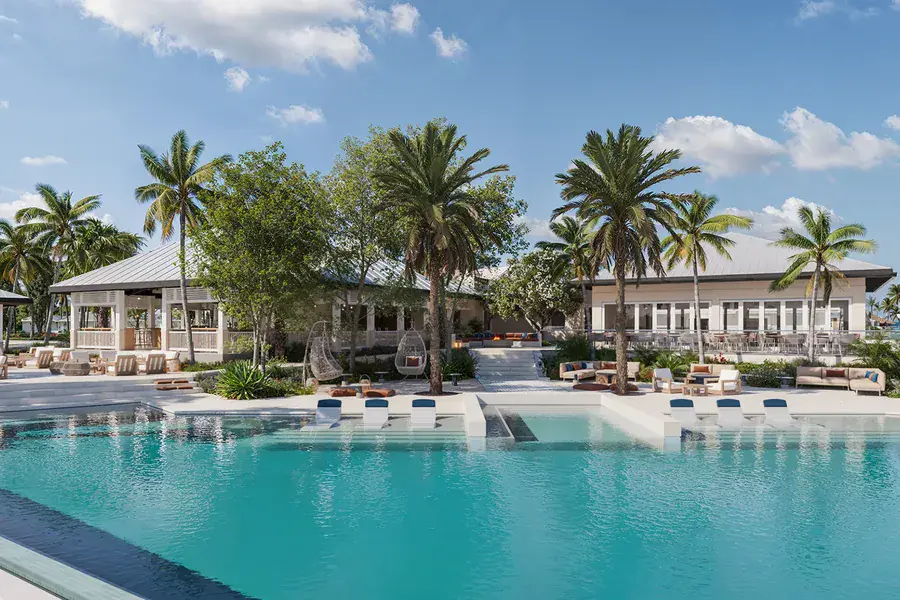 Resort-style pool with lounge seating